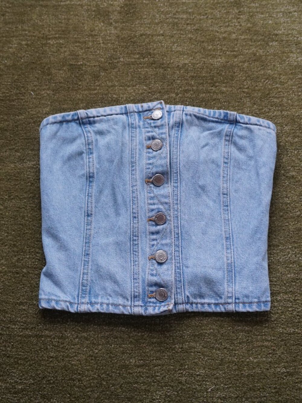 Pull&Bear 100% Cotton Denim Tube Top Corset – Y2K
